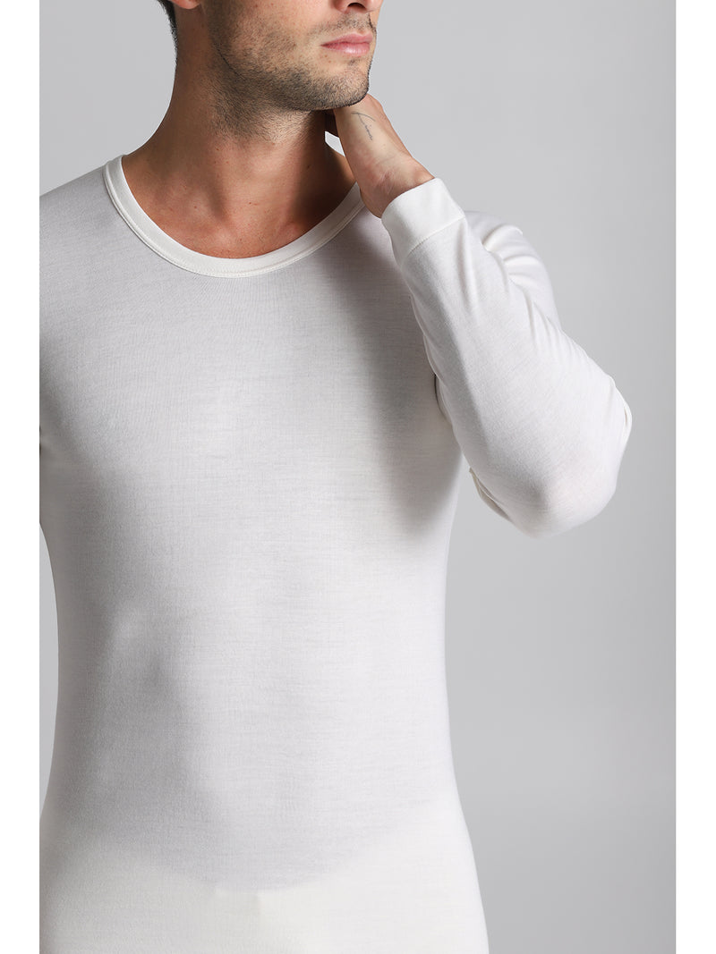 Maglietta manica lunga in lana e cotone