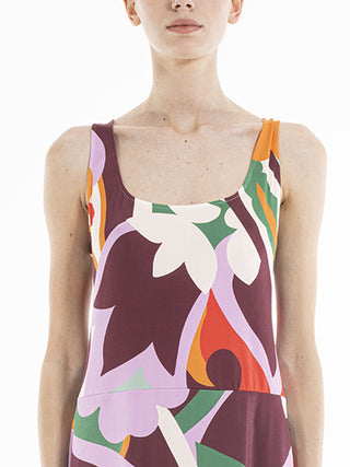 Abito elasticizzato con spallina stretta Multicolor Alpina