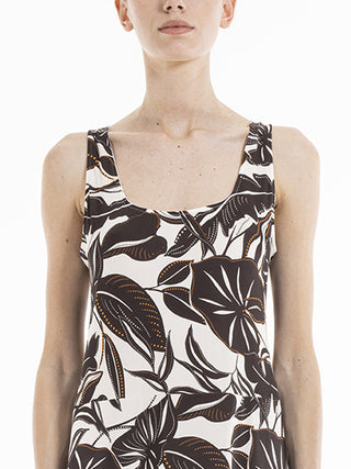 Abito elasticizzato con spallina stretta Foglie Alpina