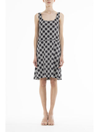 Abito elasticizzato con spallina stretta B.co/nero Alpina