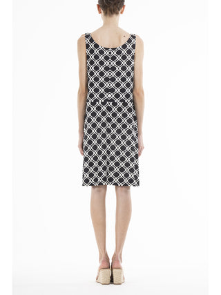 Abito elasticizzato con spallina stretta B.co/nero Alpina