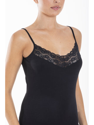Elegante Canotta Top Con Pizzo Elastico