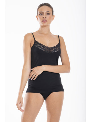 Elegante canotta top con pizzo elastico