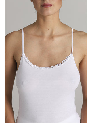 Canotta donna con delicato pizzo macrame