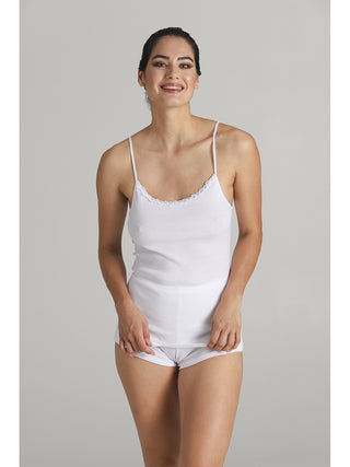 Canotta donna con delicato pizzo macrame