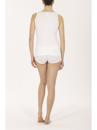 Canotta spallina larga con pizzo macramè B.co Lana Alpina