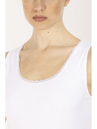 Canotta spalla larga con pizzo basso Bianco Alpina