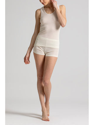 Maglietta spalla larga in calda lana e seta