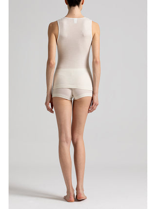 Maglietta spalla larga in calda lana e seta