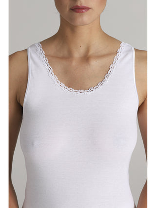 Canotta donna con delicato pizzo macrame