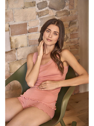 Canotta donna con spallina larga in prezioso filoscozia certificato®