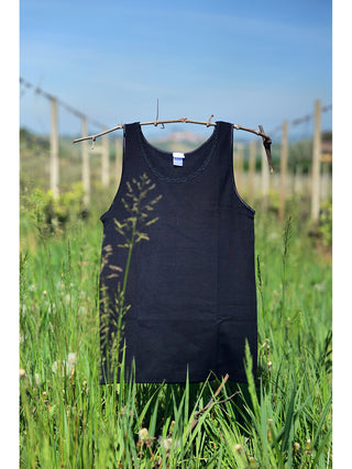 Canotta spallina stretta in puro cotone pettinato Nero Alpina