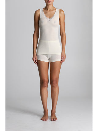 Canotta spallina larga in lana e seta Alpina