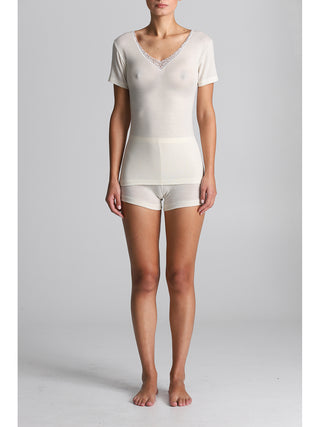 Maglietta mezza manica in lana e seta Alpina