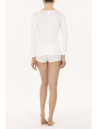 Canotta manica lunga con pizzo macramè B.co Lana Alpina