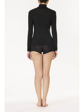 Maglietta dolcevita in pura lana vergine merino Asfalto Alpina