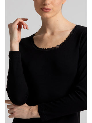 Canotta manica lunga con pizzo basso