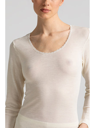 Maglietta manica lunga in calda lana e seta