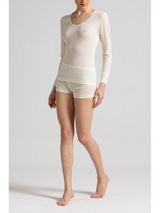 Maglietta manica lunga in calda lana e seta