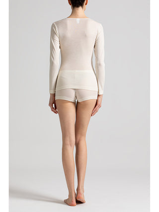 Maglietta manica lunga in calda lana e seta