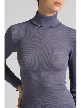 Maglietta dolcevita in lana e seta