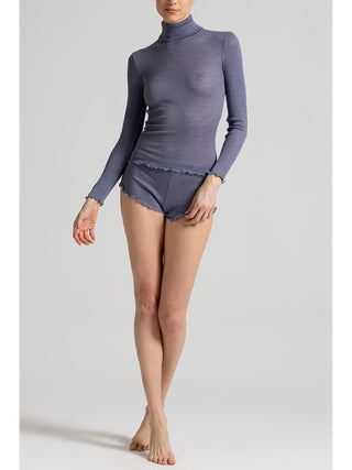 Maglietta dolcevita in lana e seta