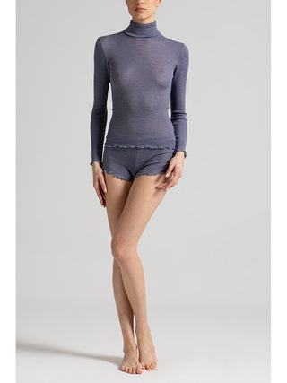 Maglietta dolcevita in lana e seta