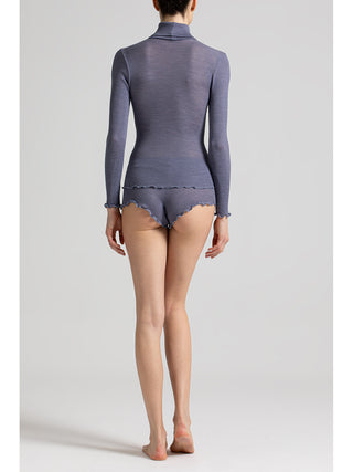 Maglietta dolcevita in lana e seta