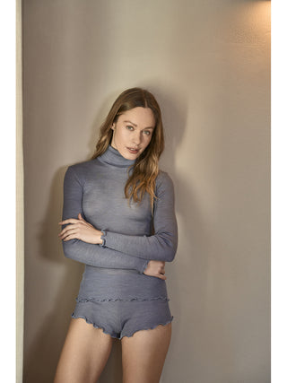 Maglietta dolcevita in lana e seta