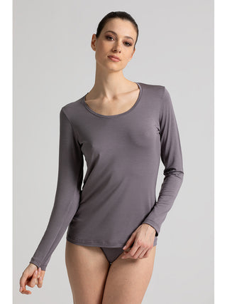 Maglietta manica lunga in morbido modal