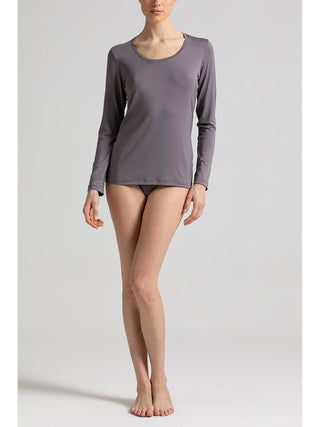 Maglietta manica lunga in morbido modal