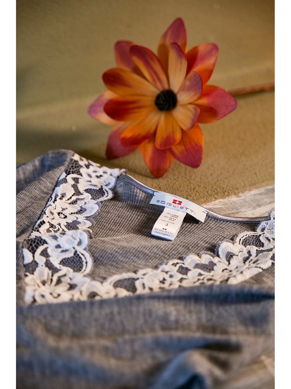 Maglietta con scollo in pizzo
