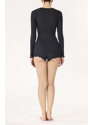 Maglietta in calda e pregiata lana e seta Blu Alpina