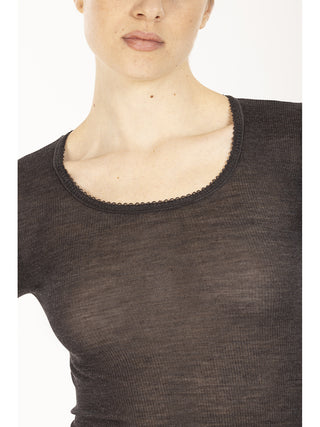 Maglietta in calda e pregiata lana e seta Lignite Alpina