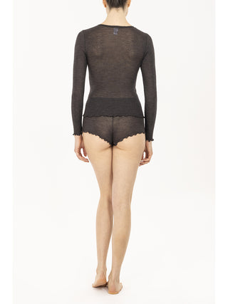 Maglietta in calda e pregiata lana e seta Lignite Alpina