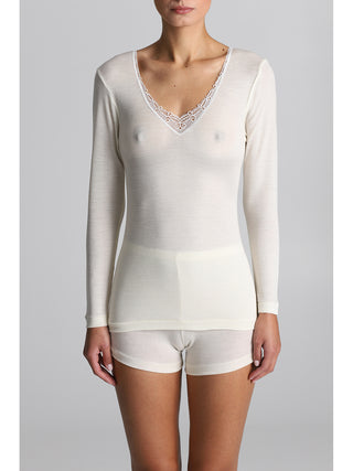 Maglietta manica lunga in lana e seta Alpina