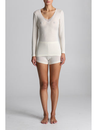 Maglietta manica lunga in lana e seta Alpina