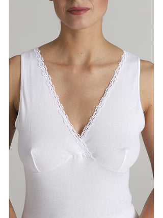 Canotta donna con delicato pizzo macrame