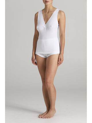 Canotta donna con delicato pizzo macrame