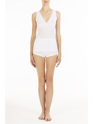 Derby spallina stretta con pizzo elastico Bianco Alpina