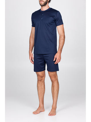 Pigiama Corto In Pregiato Jersey Di Cotone Mercerizzato