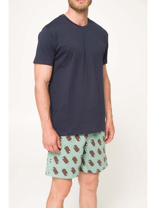 Pigiama corto girocollo in puro cotone pettinato Alpina