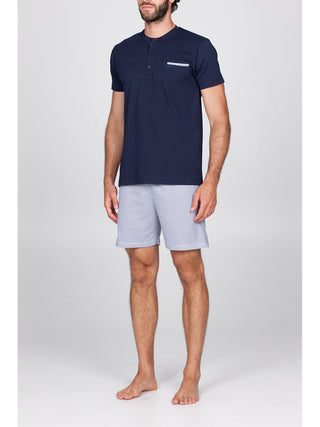 Fresco pigiama corto serafino in puro cotone Alpina