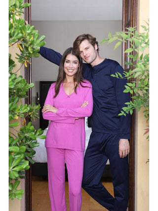 Pigiama Aperto In Pregiato Jersey Di Cotone Mercerizzato