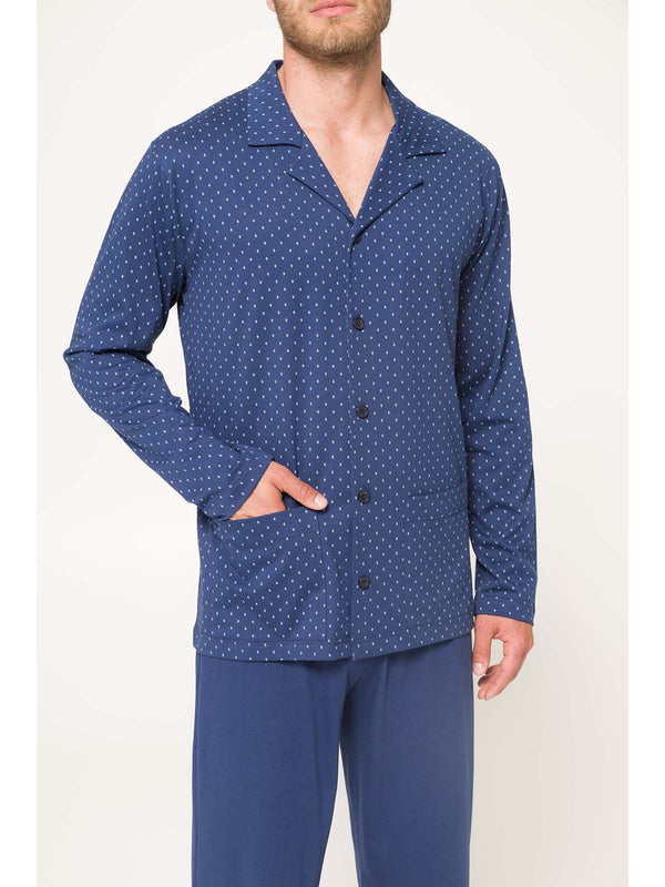 Pigiama cardigan in puro cotone pettinato