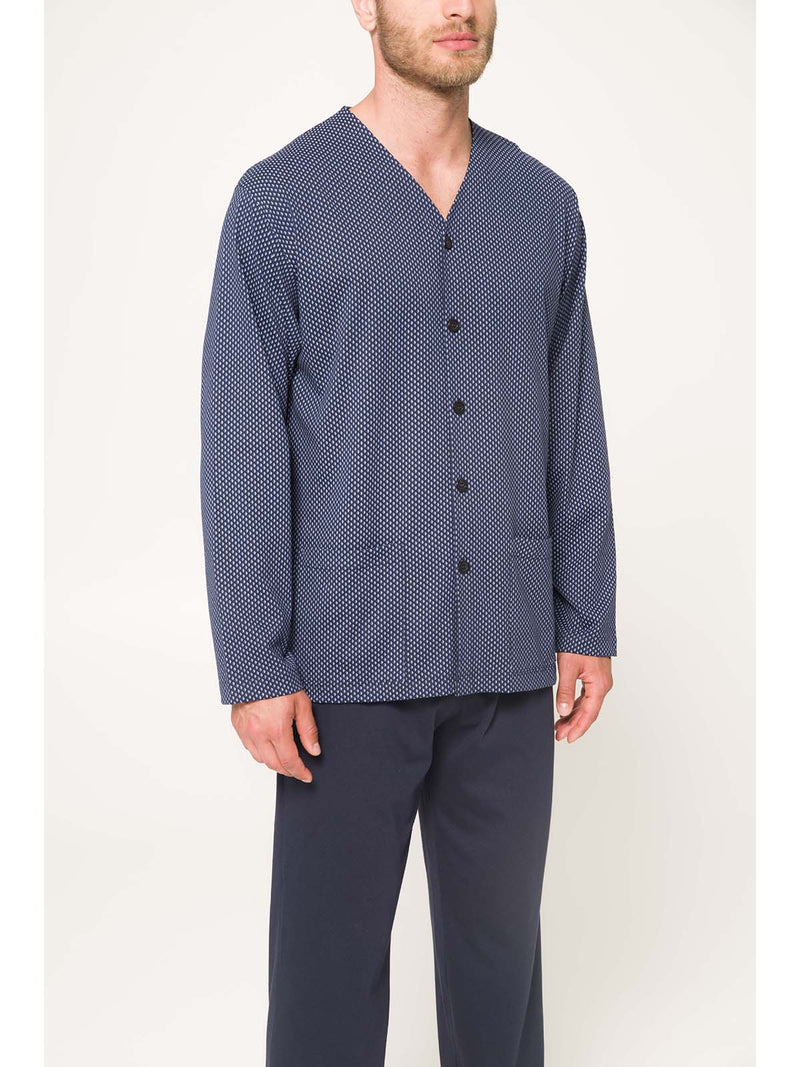 Pigiama cardigan in puro cotone pettinato