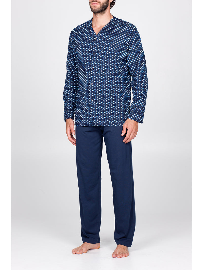 Pigiama Lungo Cardigan In Cotone Traspirante