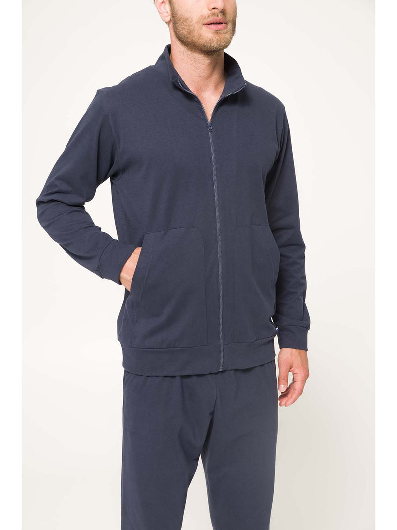 Tuta zip in jersey pesante di puro cotone