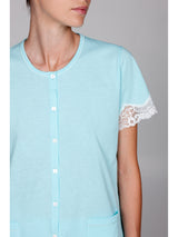 Pigiama lungo mezza manica cardigan in cotone traspirante