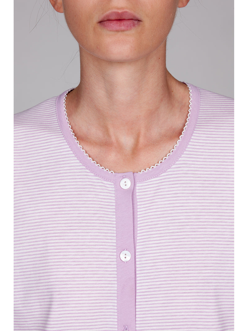 Pigiama Lungo Cardigan In Morbido Puro Cotone